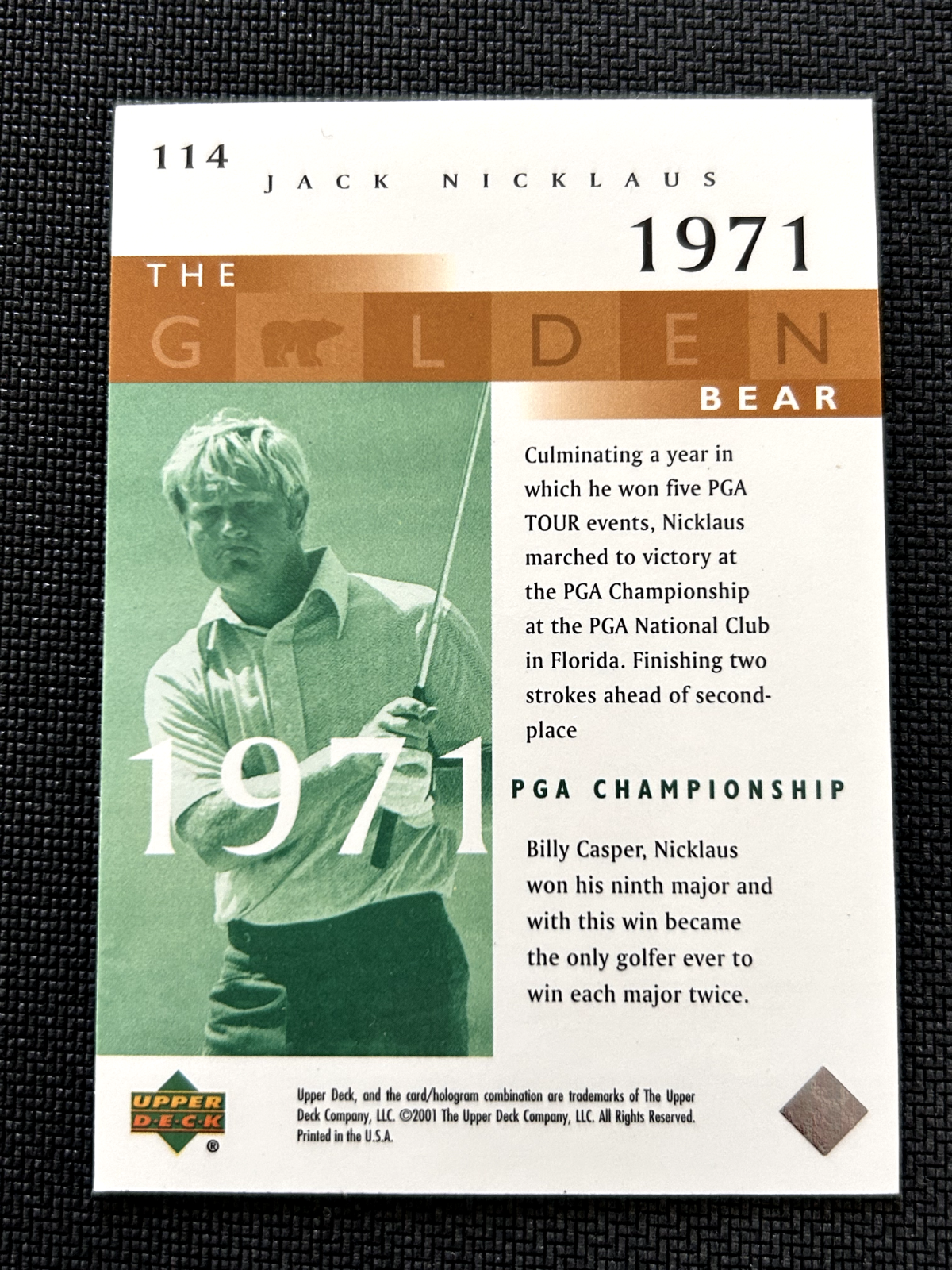 Jack Nicklaus 2001 Upper Deck Golf The Golden Bear #114 1971 PGA Championship