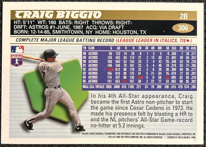 1996 Topps Craig Biggio Houston Astros #306