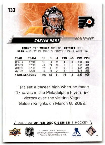 2022-23 Upper Deck Carter Hart Philadelphia Flyers #133