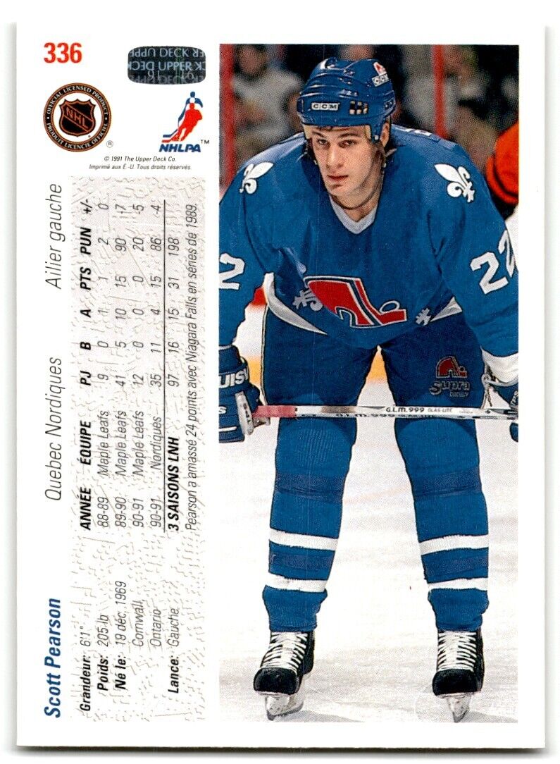 1991-92 Upper Deck French Scott Pearson Quebec Nordiques #336