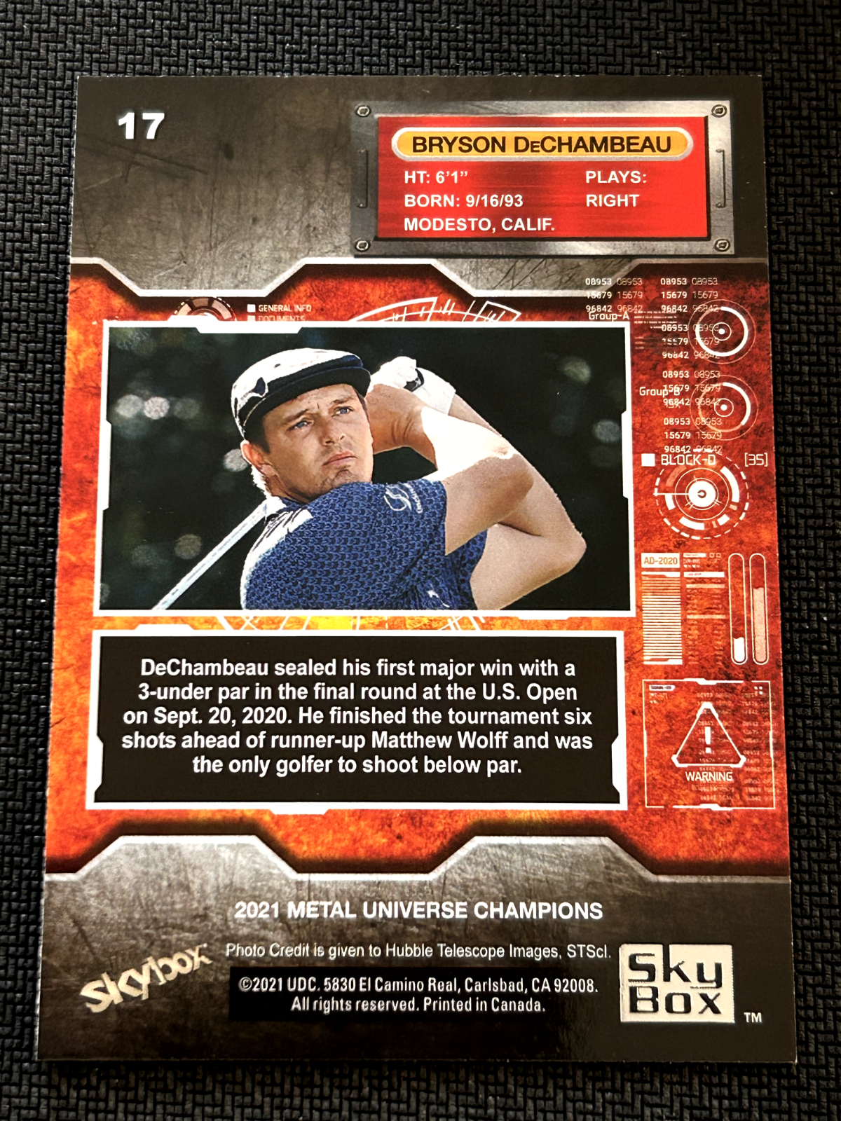 2021 Skybox Metal Universe Champions Bryson DeChambeau Rookie Card #17