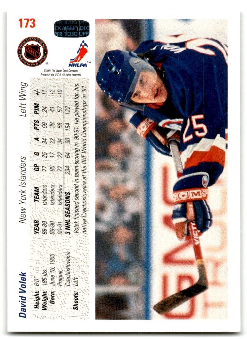 1991-92 Upper Deck David Volek New York Islanders #173