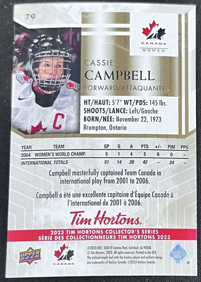 2023-24 Upper Deck Tim Hortons Legends Tim Horton Cassie Campbell Team Canada