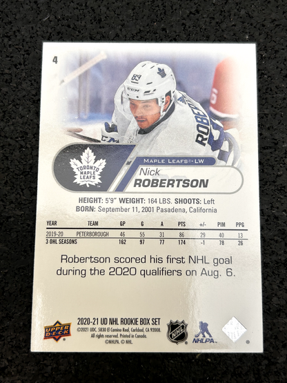 2020-21 Upper Deck Series 1 Nick Robertson Star Rookies Auto #13 Maple-Leafs