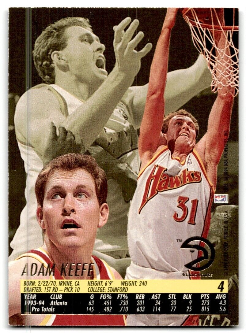 1994-95 Fleer Adam Keefe Atlanta Hawks #4