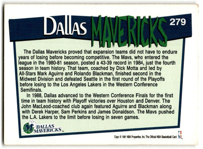 1991-92 Hoops Dallas Mavericks Dallas Mavericks #279