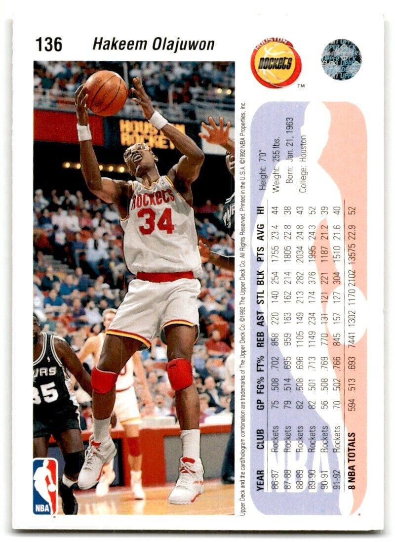 1992-93 Upper Deck European (French) Hakeem Olajuwon Houston Rockets #168