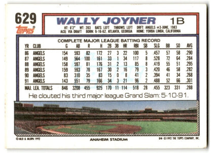 1992 Topps Wally Joyner California Angels #629