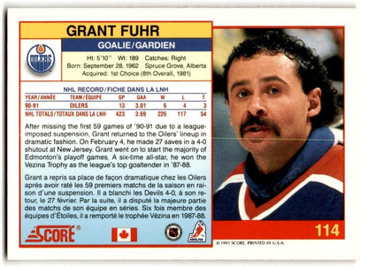 1991-92 Score American Grant Fuhr Edmonton Oilers #114