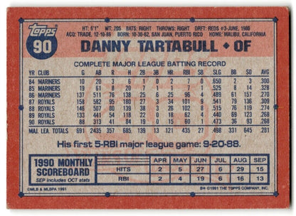 1991 Topps Danny Tartabull Kansas City Royals #90