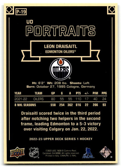 2022-23 Upper Deck UD Portraits Leon Draisaitl Edmonton Oilers #P-19