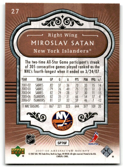 2007-08 Upper Deck Artifacts Miroslav Satan New York Islanders #27