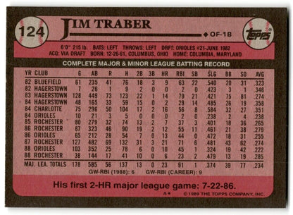 1989 Topps Jim Traber Baltimore Orioles #124