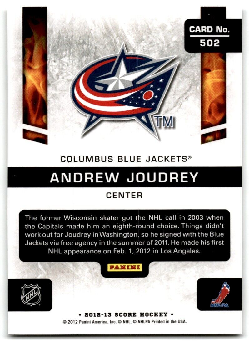 2012-13 Score Hot Rookies Andrew Joudrey Rookie Columbus Blue Jackets #502