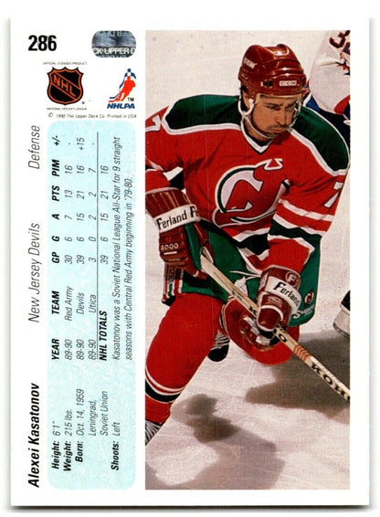 1990-91 Upper Deck Alexei Kasatonov Rookie New Jersey Devils #286