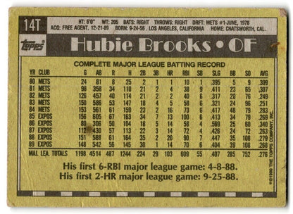 1990 Topps Traded Hubie Brooks Los Angeles Dodgers #14T