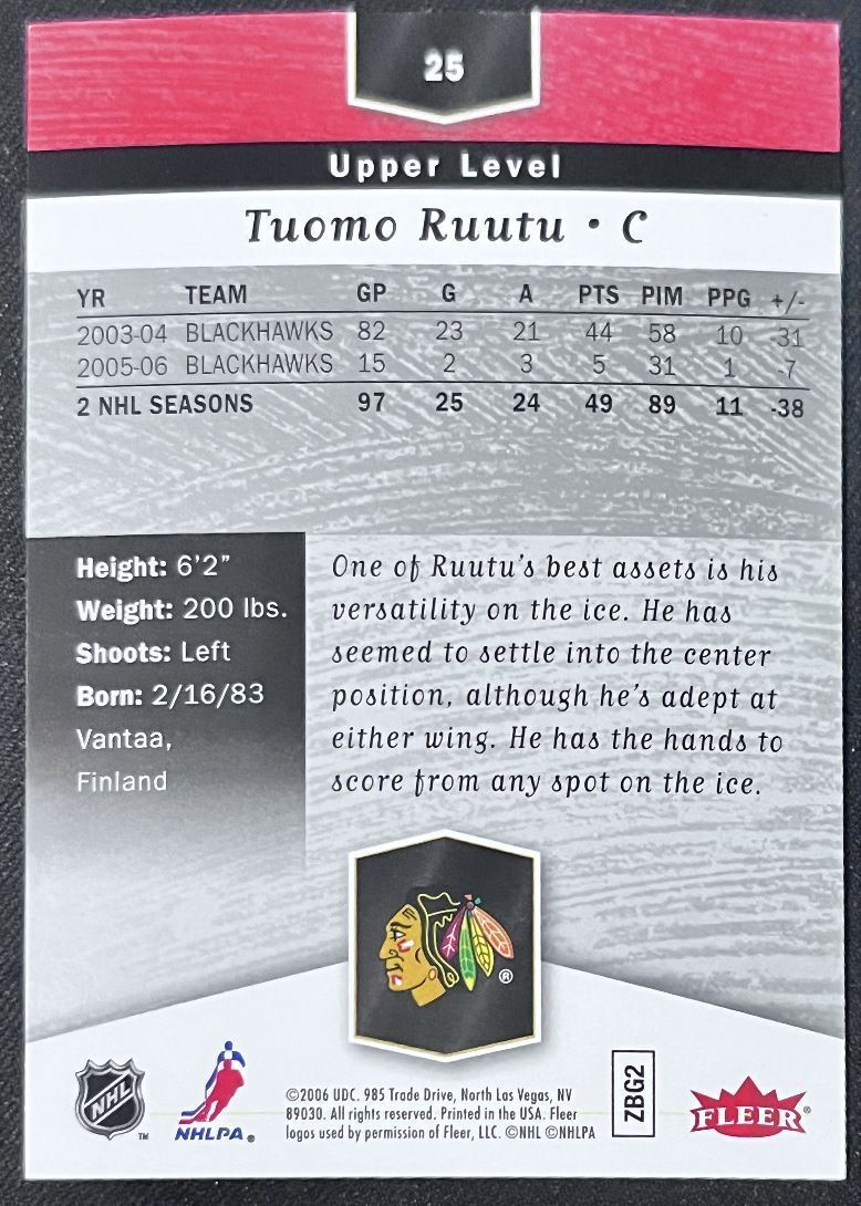 2006-07 Flair Showcase Tuomo Ruutu Chicago Blackhawks #25