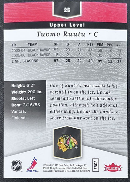 2006-07 Flair Showcase Tuomo Ruutu Chicago Blackhawks #25