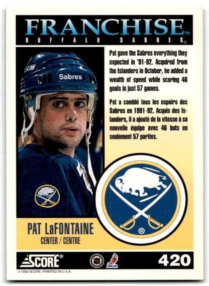 1992-93 Score Pat LaFontaine Buffalo Sabres #420