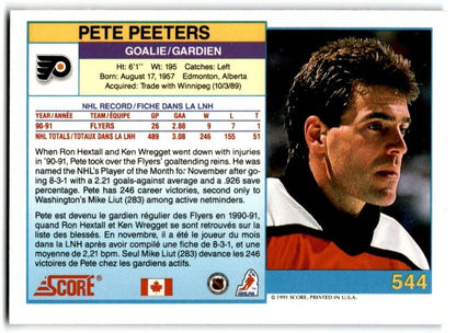 1991-92 Score Canadian Pete Peeters Philadelphia Flyers #544