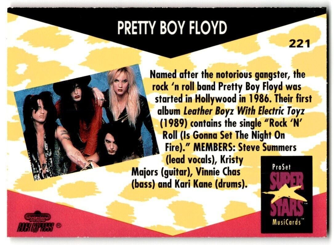 1991-92 ProSet Super Stars MusiCard Pretty Boy Floyd #221