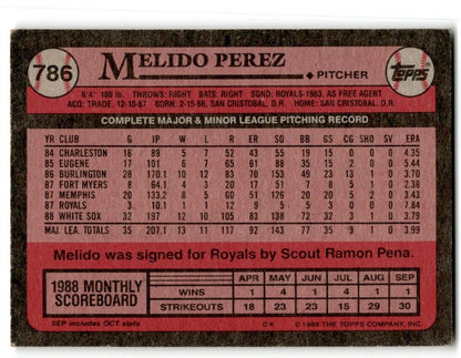 1989 Topps Melido Perez Chicago White Sox #786