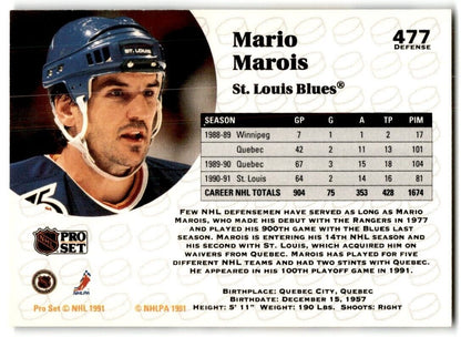 1991-92 Pro Set Mario Marois Winnipeg Jets #477