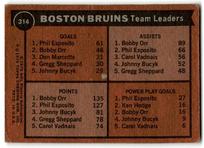 1975-76 Topps Phil Esposito/Bobby Orr Boston Bruins #314