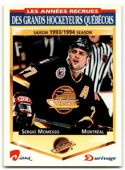 1993-94 Score Durivage Sergio Momesso Vancouver Canucks #33