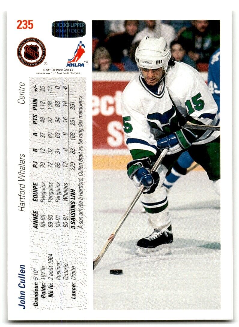 1991-92 Upper Deck French John Cullen Hartford Whalers #235