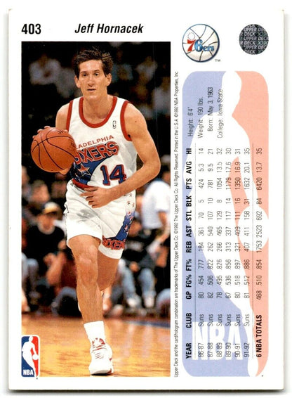 1992-93 Upper Deck Jeff Hornacek Philadelphia 76ers #403