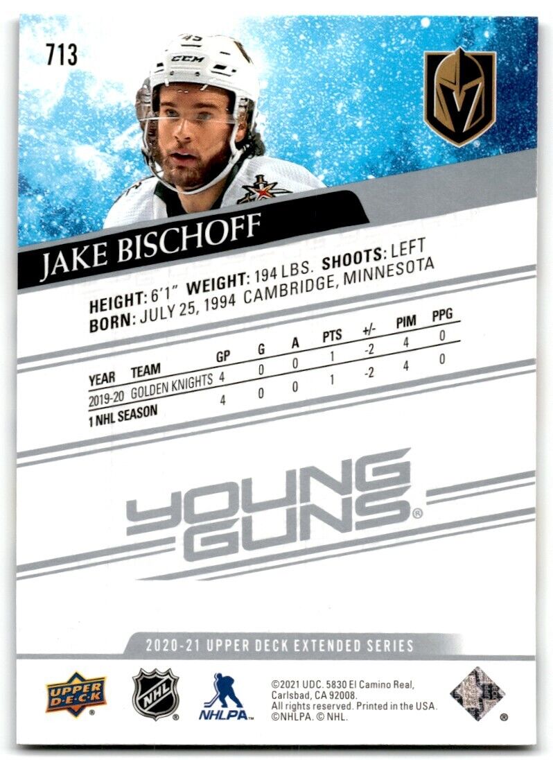 2020-21 Upper Deck Jake Bischoff Rookie Vegas Golden Knights #713