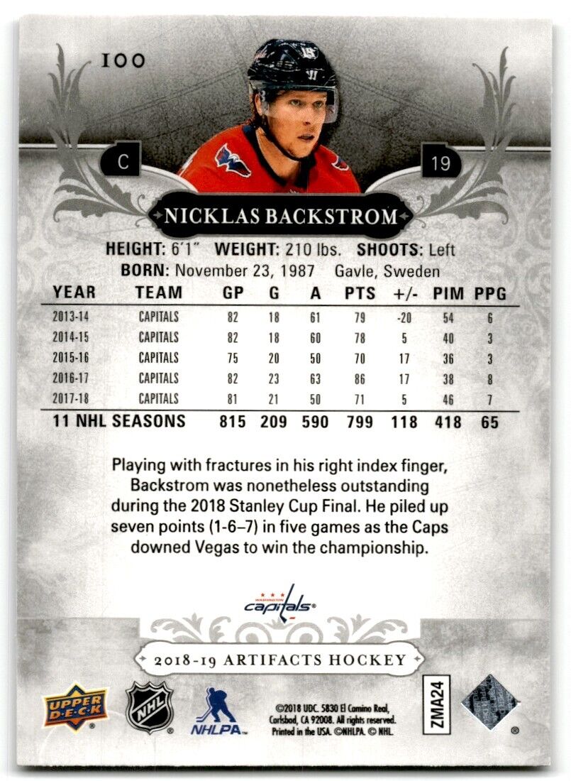 2018-19 Upper Deck Artifacts Nicklas Backstrom Washington Capitals #100