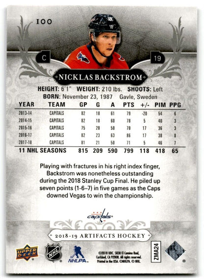 2018-19 Upper Deck Artifacts Nicklas Backstrom Washington Capitals #100