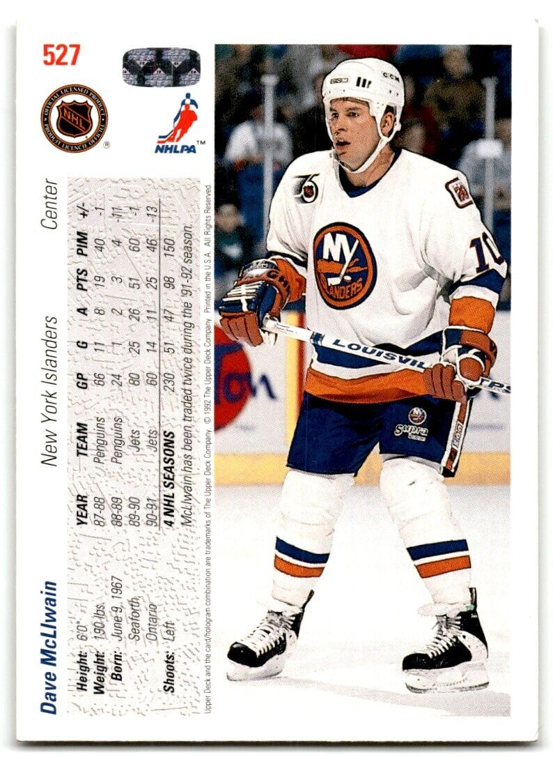 1991-92 Upper Deck Dave McLlwain New York Islanders #527