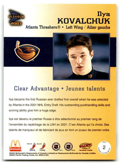 2002-03 Pacific McDonald's Clear Advantage Ilya Kovalchuk Atlanta Thrashers #2