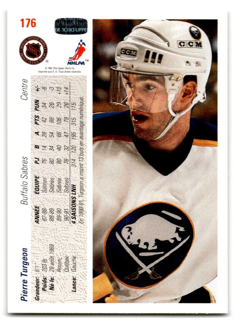 1991-92 Upper Deck French Pierre Turgeon Buffalo Sabres #176