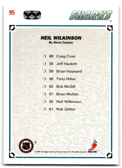 1991-92 Upper Deck Neil Wilkinson San Jose Sharks #95