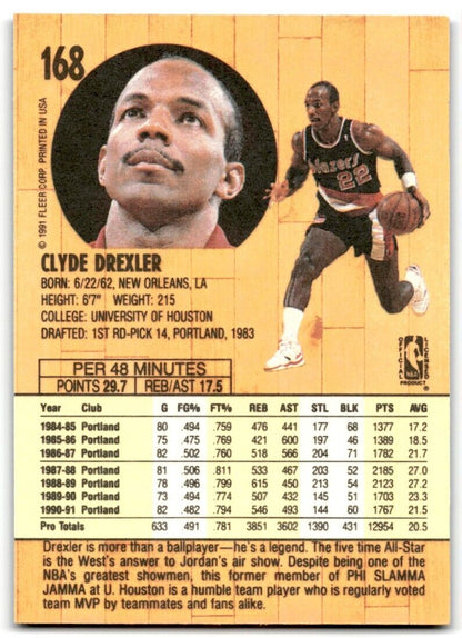 1991-92 Fleer Clyde Drexler Portland Trail Blazers #168