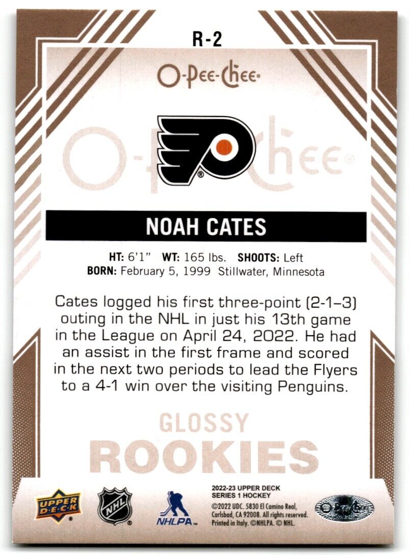 2022-23 Upper Deck O-Pee-Chee Glossy Rookies Noah Cates Rookie Philadelphia