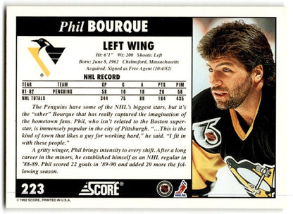 1992-93 Score Phil Bourque Pittsburgh Penguins #223