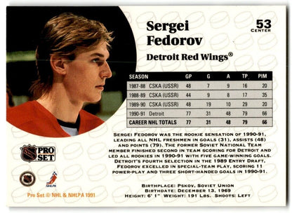 1991-92 Pro Set Sergei Fedorov Detroit Red Wings #53