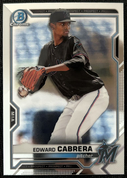 2021 Bowman Chrome Prospects Edward Cabrera Miami Marlins #BCP-141