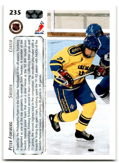 1992-93 Upper Deck Peter Forsberg Sweden #235