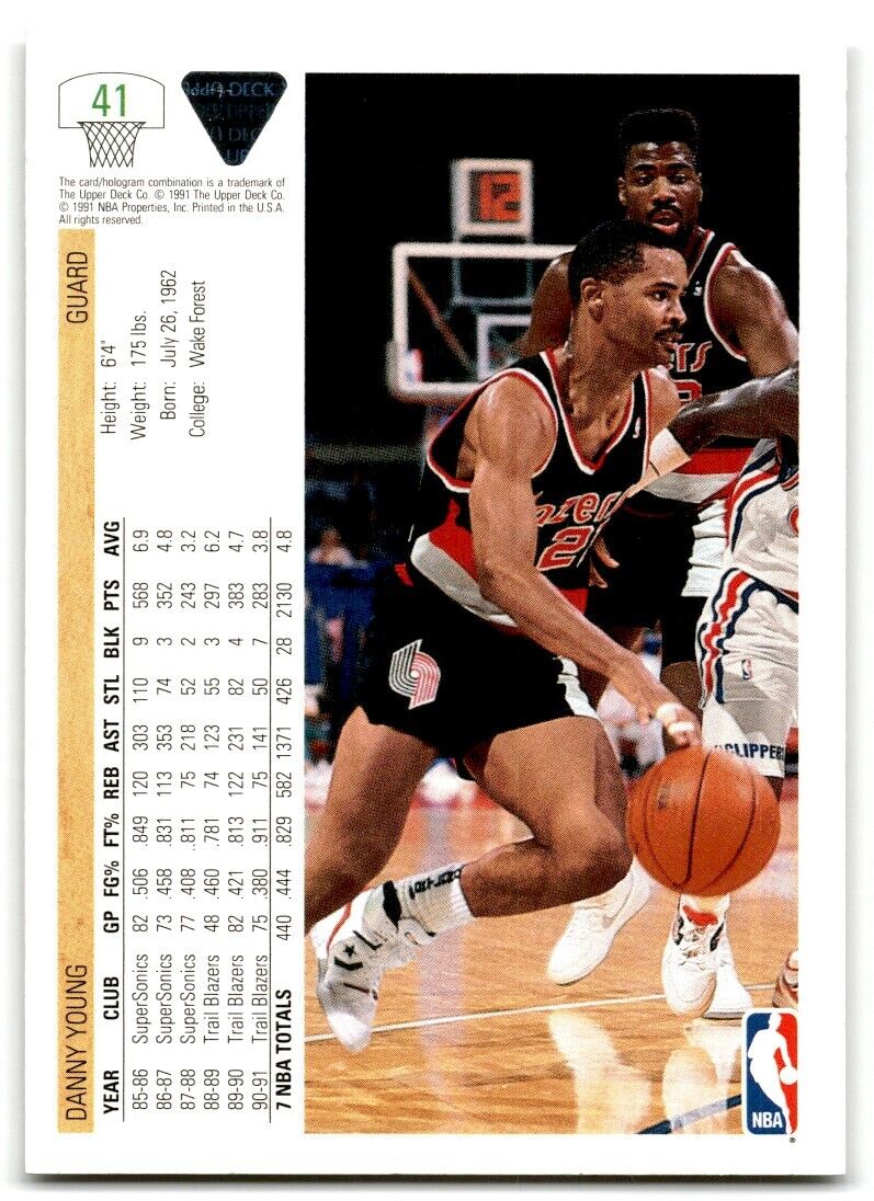 1991-92 Upper Deck Danny Young Portland Trail Blazers #41