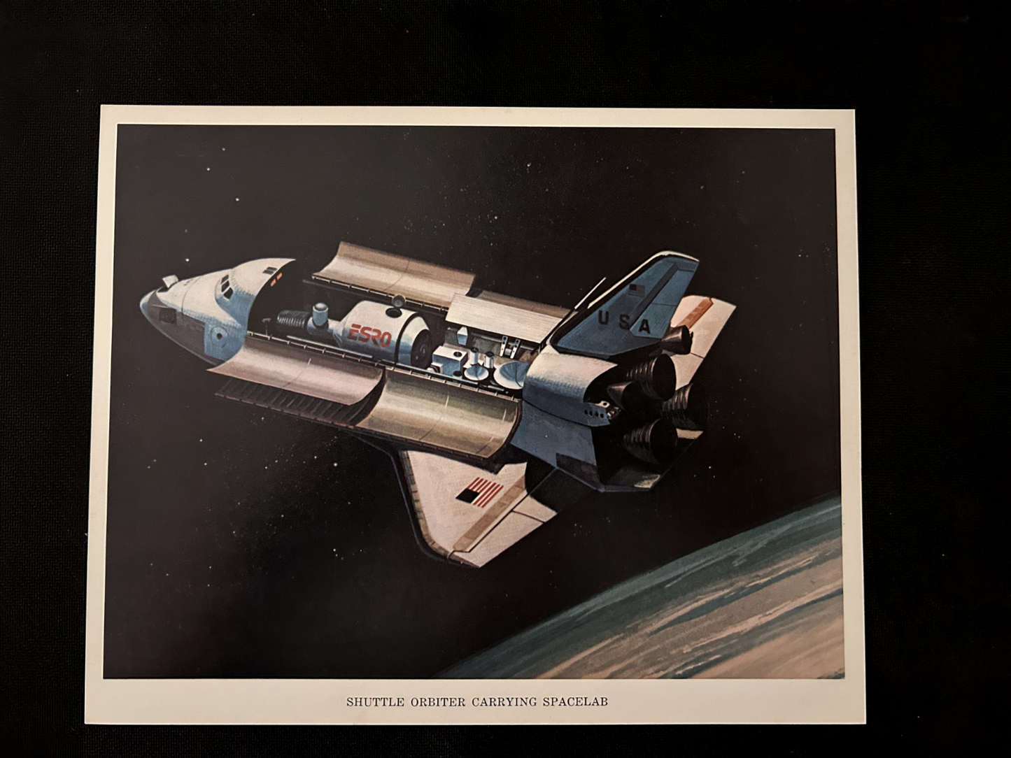 NASA Space Shuttle Orbiter carrying spacelab concept artist litho 8X10