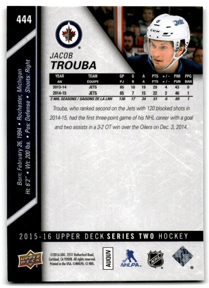 2015-16 Upper Deck Jacob Trouba Winnipeg Jets #444