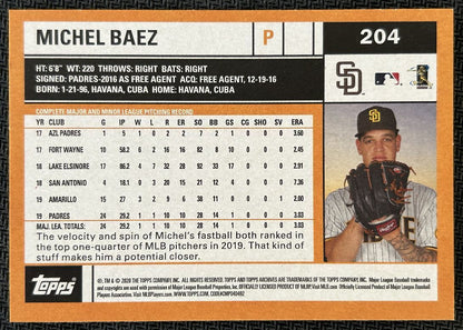 2020 Topps Archives Michel Baez Rookie San Diego Padres #204