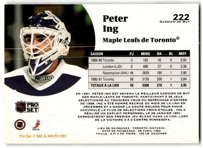 1991-92 Pro Set Peter Ing Toronto Maple Leafs #222