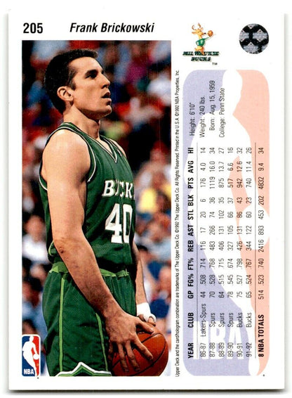 1992-93 Upper Deck Frank Brickowski Milwaukee Bucks #203